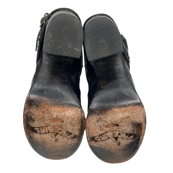 Free Bird by Steven Black Leather Bama Ankle Bootie Heels Boots Buckle Zippers 8 - Picture 6 of 12